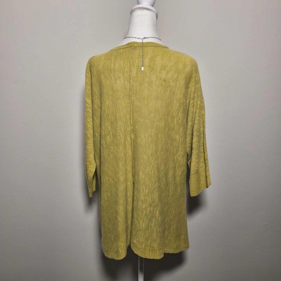Eileen Fisher Olive Green Linen Organic Cotton Blend Garden Fairy Tunic Blouse L - Picture 4 of 8